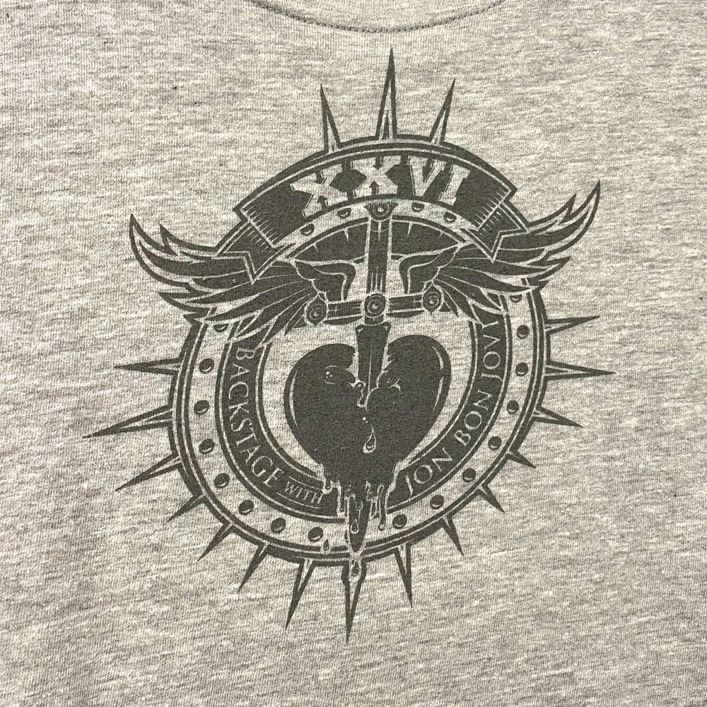 Tultex VIP ‘Backstage with Jon Bon Jovi’ heather gray graphic band tee sz XXL